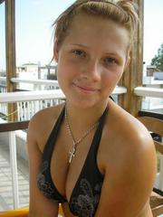 Cute girlfriend on vacation topless at..
