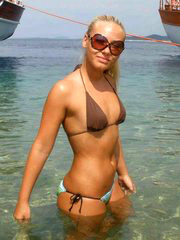 Cute russian girl enjoying sun and sea on